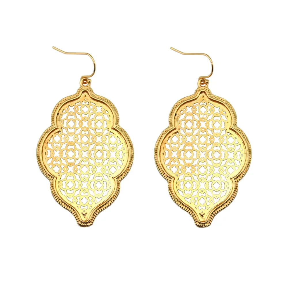 Filigree Moroccan Drop Earrings | Delicate Dangle Earrings | Women's Fashion Jewelry