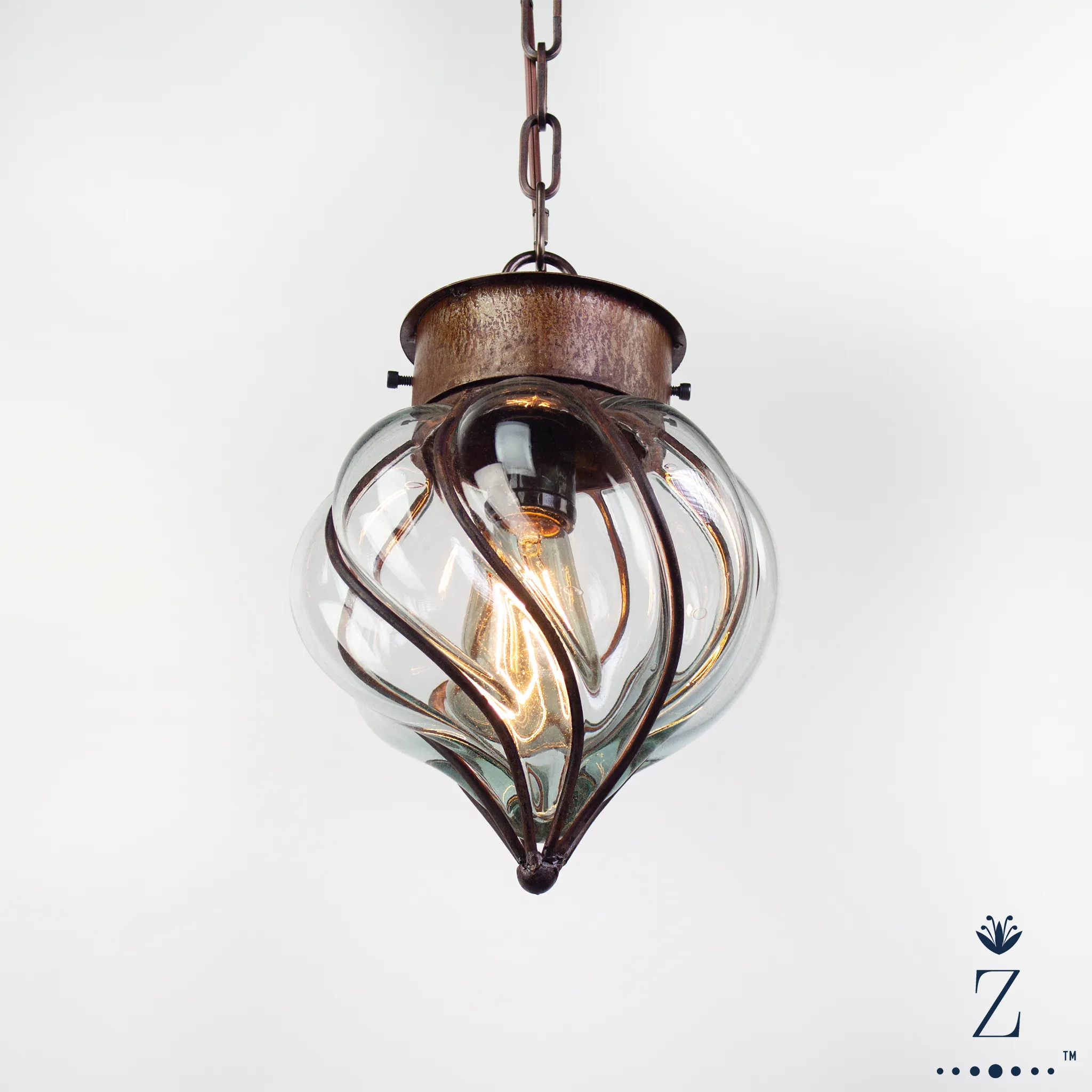Flama Pendant | Clear Glass and Iron Pendant Light