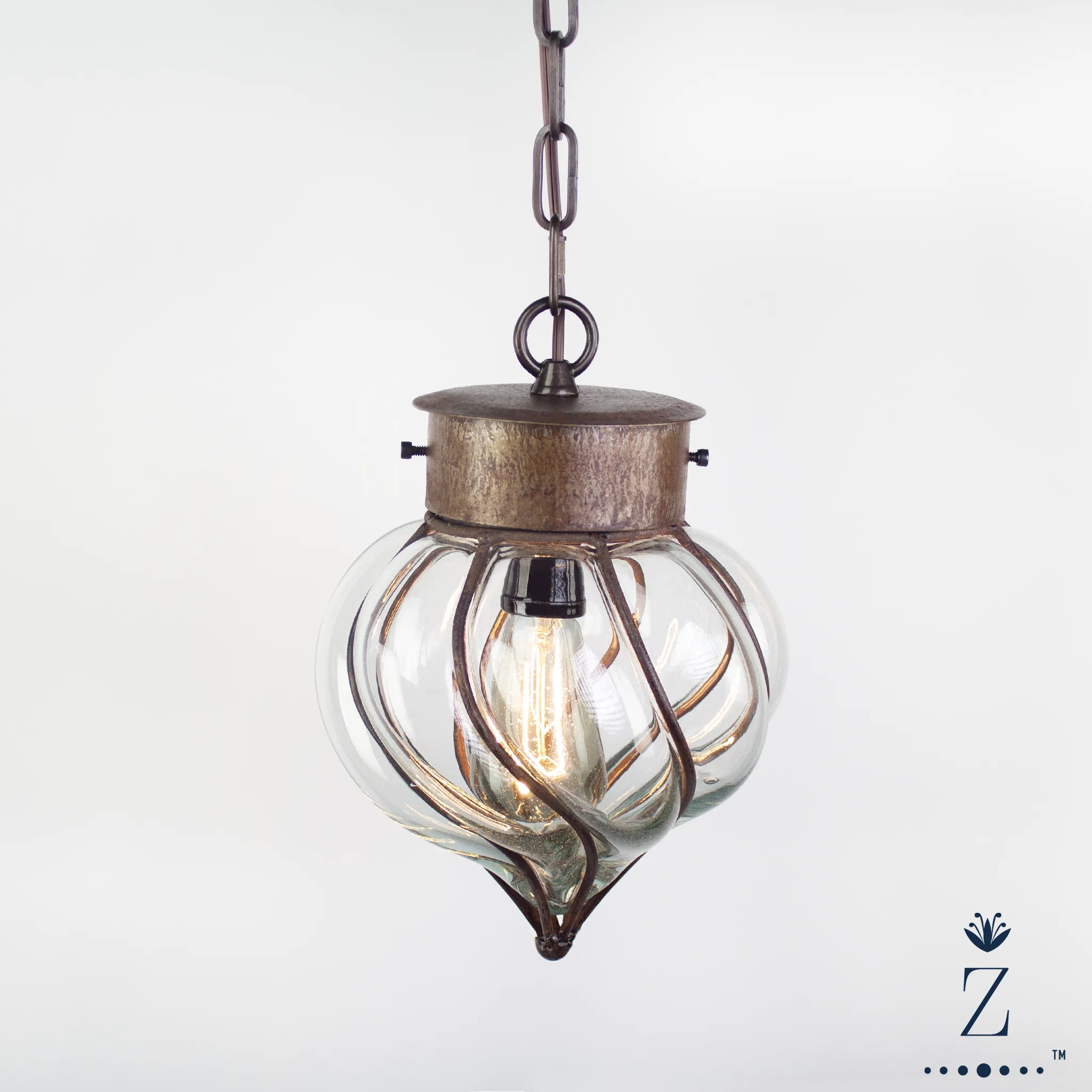 Flama Pendant | Clear Glass and Iron Pendant Light