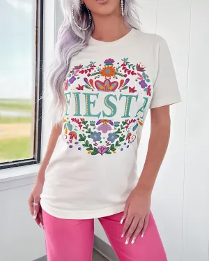 Floral Fiesta Graphic Tee - Cream