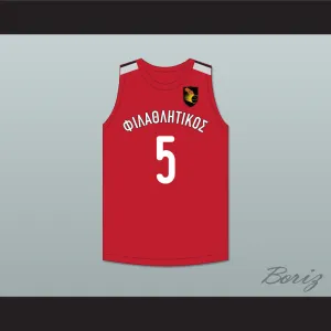 Francis Antetokounmpo 5 Filathlitikos A.O Zografou B.C. Red Basketball Jersey 2