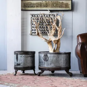 Galvanized Planter with Feet-LG