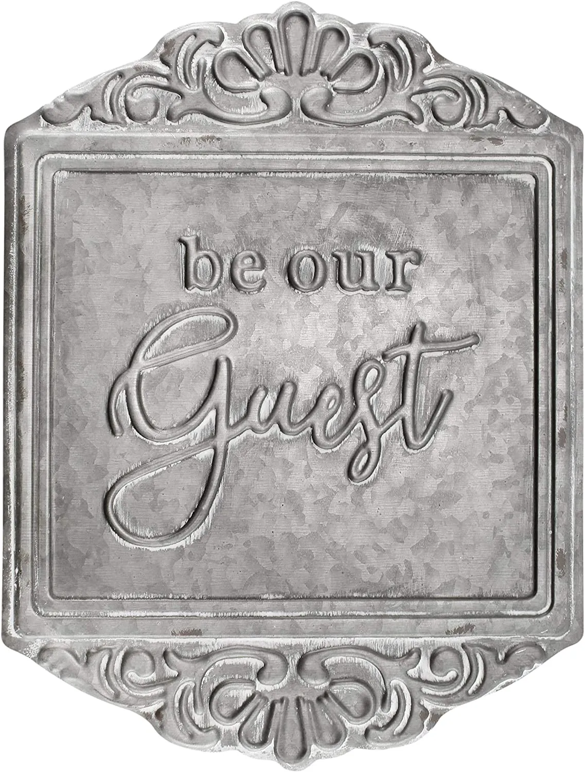 Galvanized Steel Rustic Sign: Be Our Guest