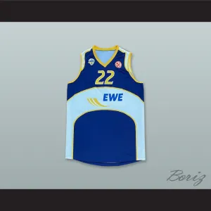 Gardner 22 EWE Baskets Oldenburg Germany Blue Basketball Jersey