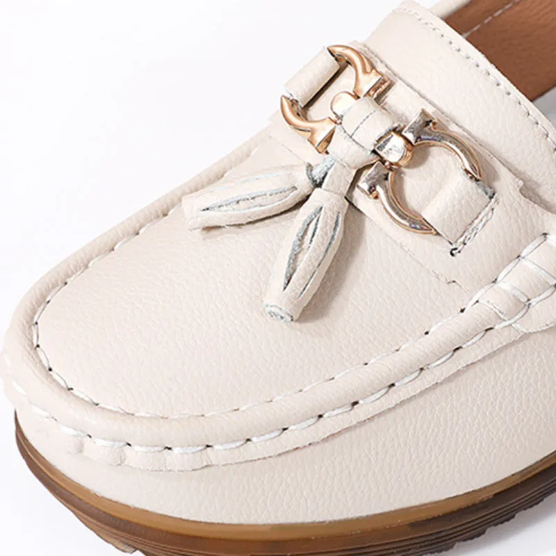 Genuine Leather Women's Soft Sole Comfortable Flat Casual Shoes