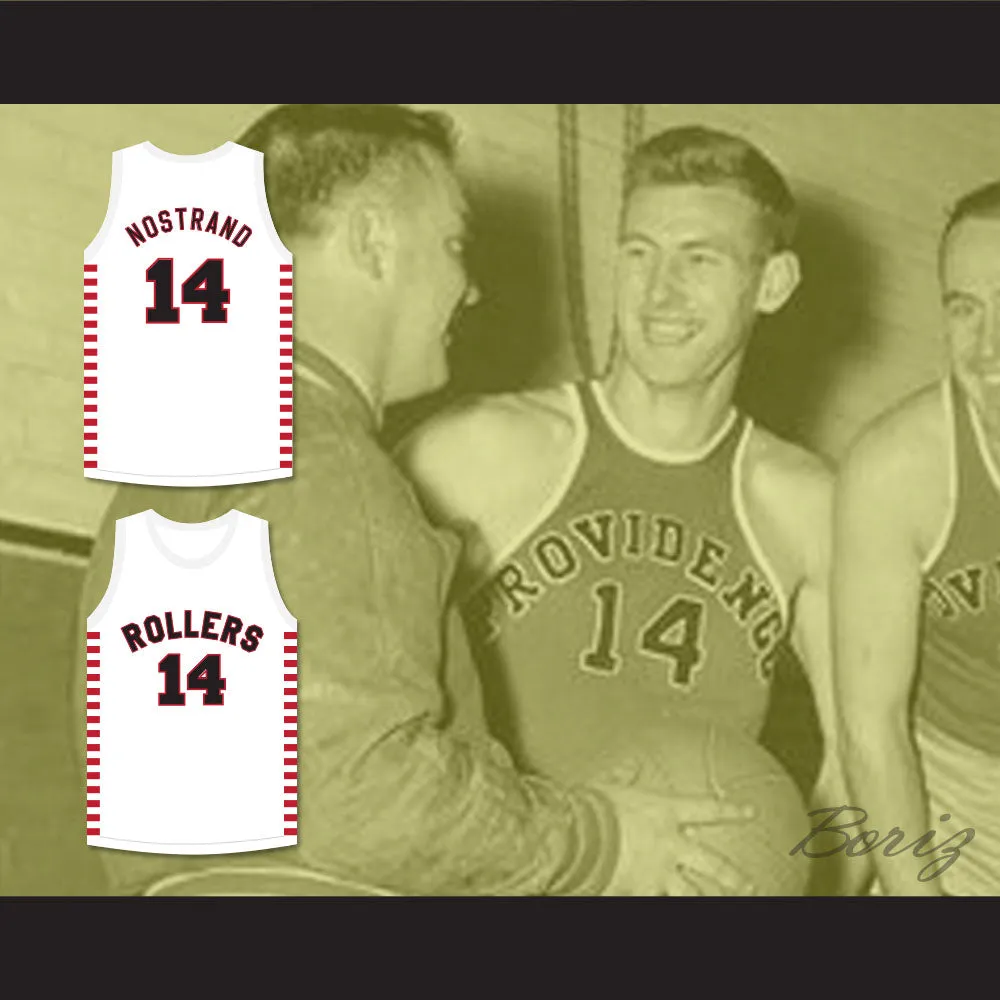 George Nostrand 14 Providence Steamrollers White Basketball Jersey 2