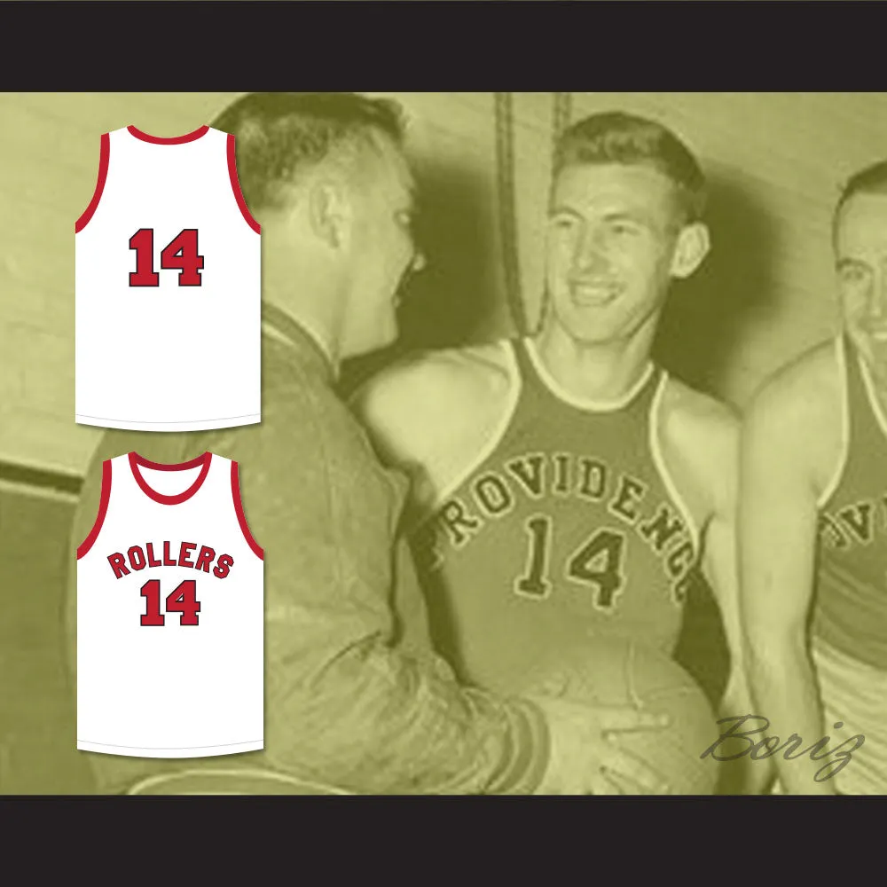 George Nostrand 14 Providence Steamrollers White Basketball Jersey 3