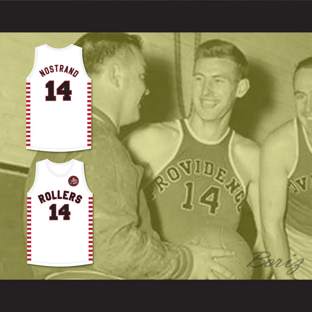 George Nostrand 14 Providence Steamrollers White Basketball Jersey with Patch 1