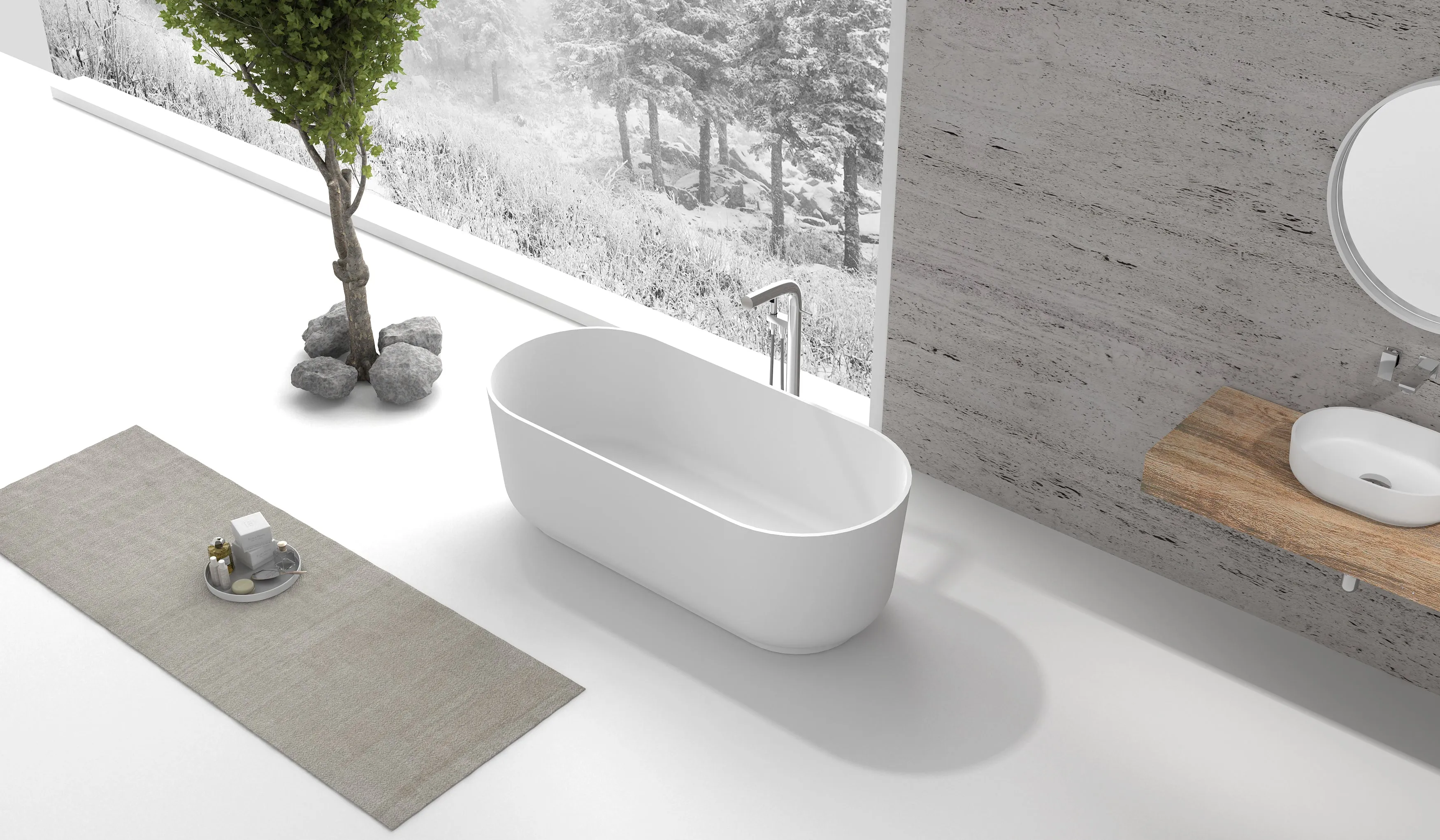 Gia Upright Stone Bath - 1600mm - G65166