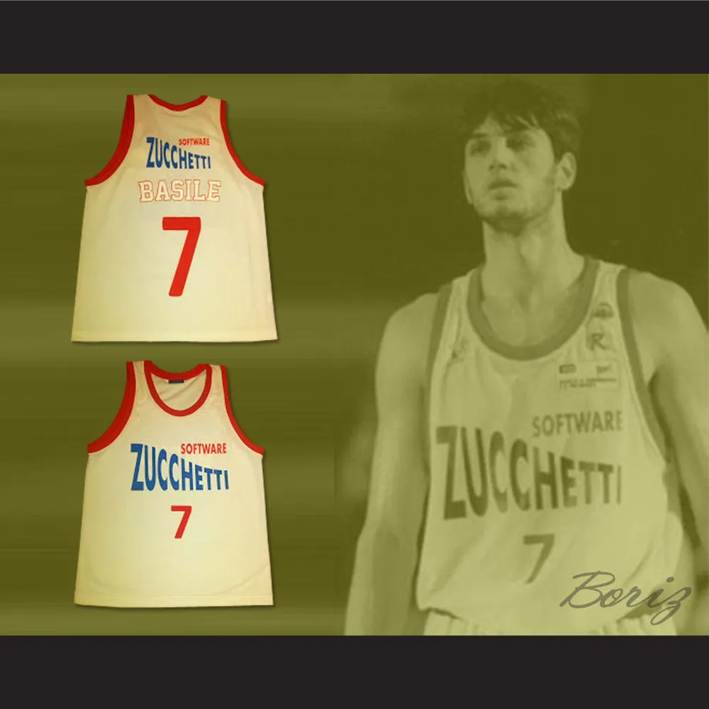 Gianluca Basile 7 Zucchetti Software White Basketball Jersey Korac Cup