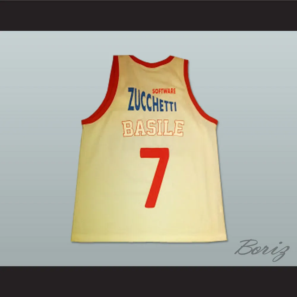 Gianluca Basile 7 Zucchetti Software White Basketball Jersey Korac Cup