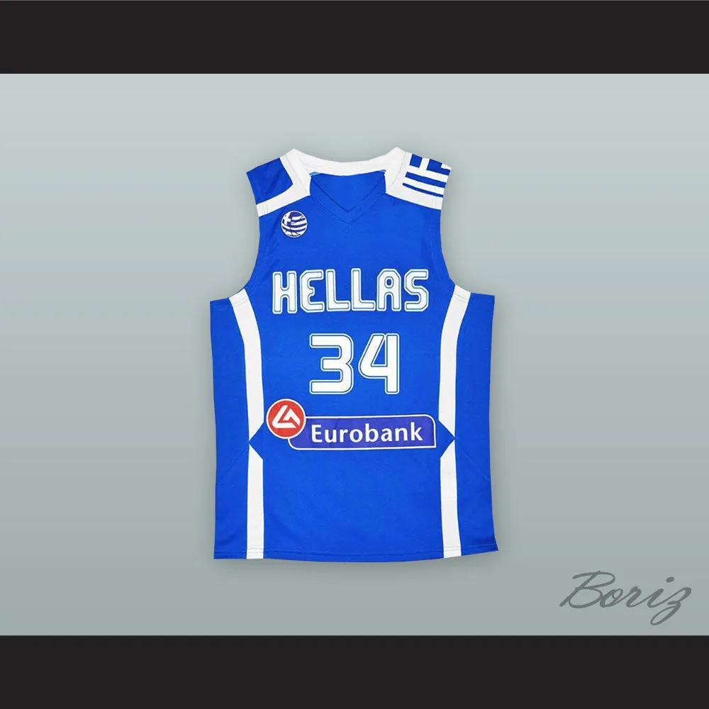 Giannis Antetokounmpo 34 Greece Blue Basketball Jersey