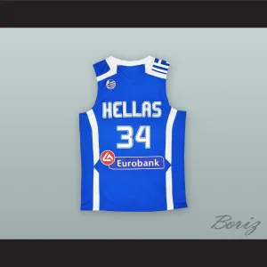 Giannis Antetokounmpo 34 Greece Blue Basketball Jersey