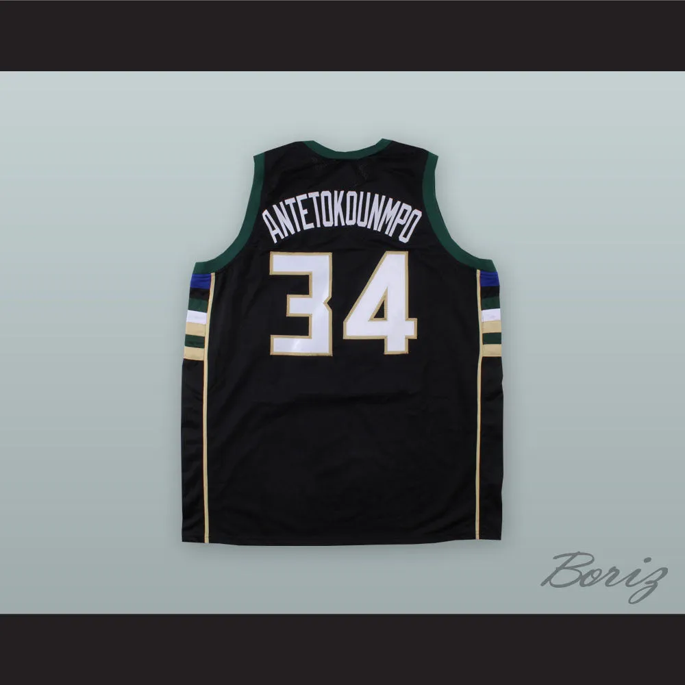 Giannis Antetokounmpo 34 Greek Freak Black Basketball Jersey 1