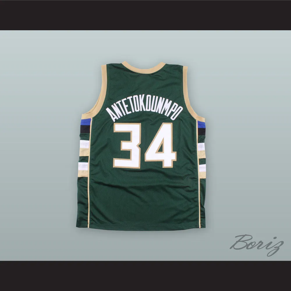 Giannis Antetokounmpo 34 Greek Freak Green Basketball Jersey