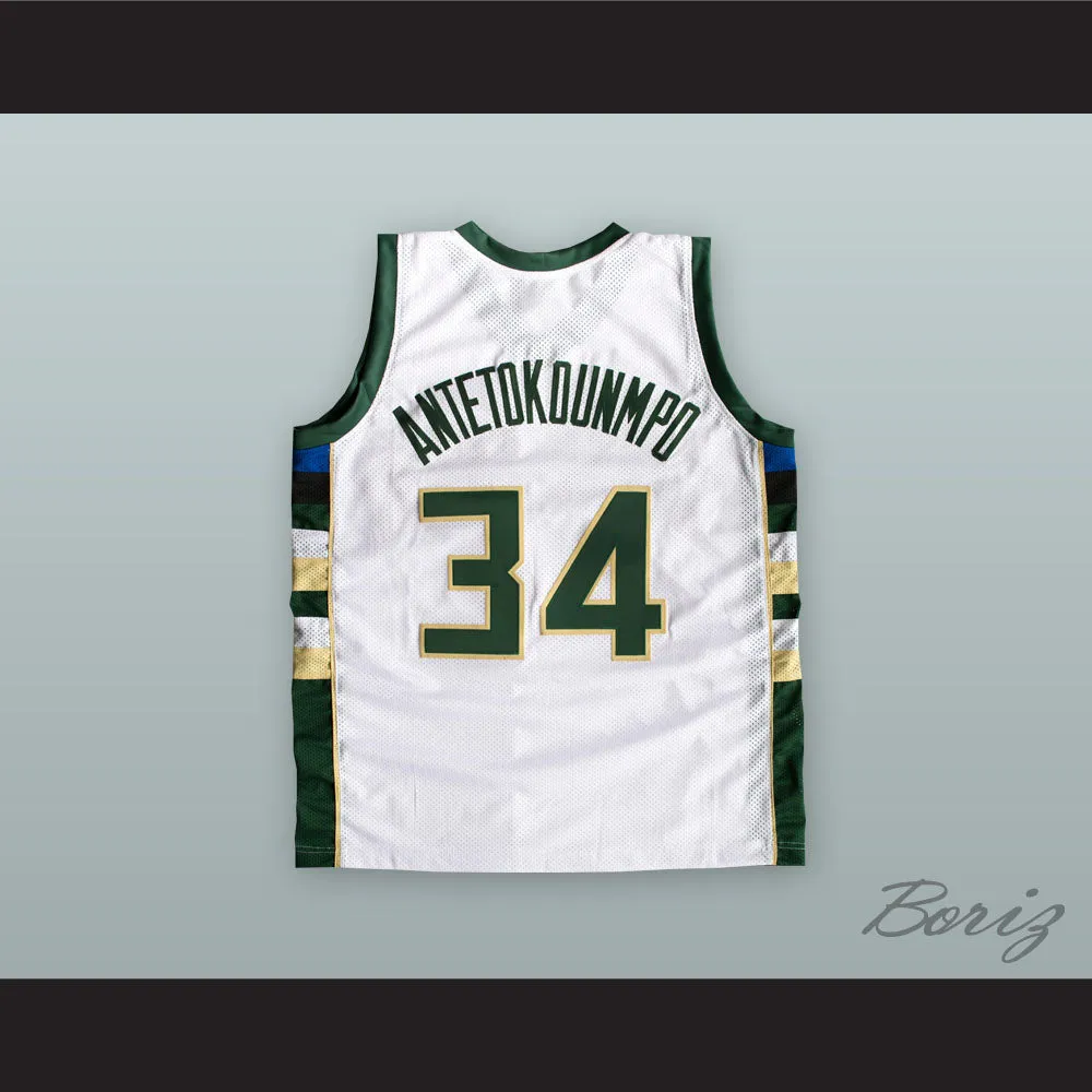 Giannis Antetokounmpo 34 Greek Freak White Basketball Jersey