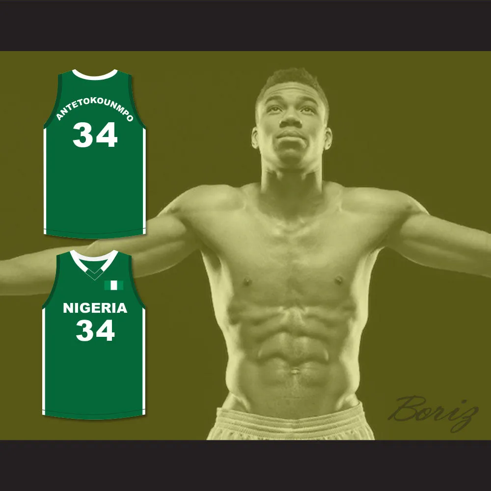 Giannis Antetokounmpo 34 Nigeria Green Basketball Jersey