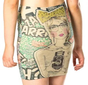 Girl With A Camera Printed Fitted Skirt