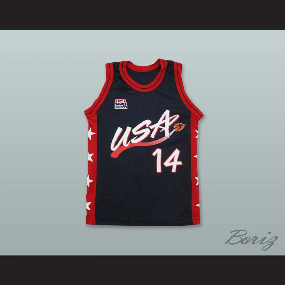 Glenn Robinson 14 USA Navy Blue Basketball Jersey