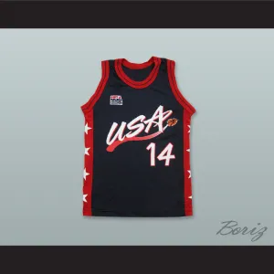 Glenn Robinson 14 USA Navy Blue Basketball Jersey