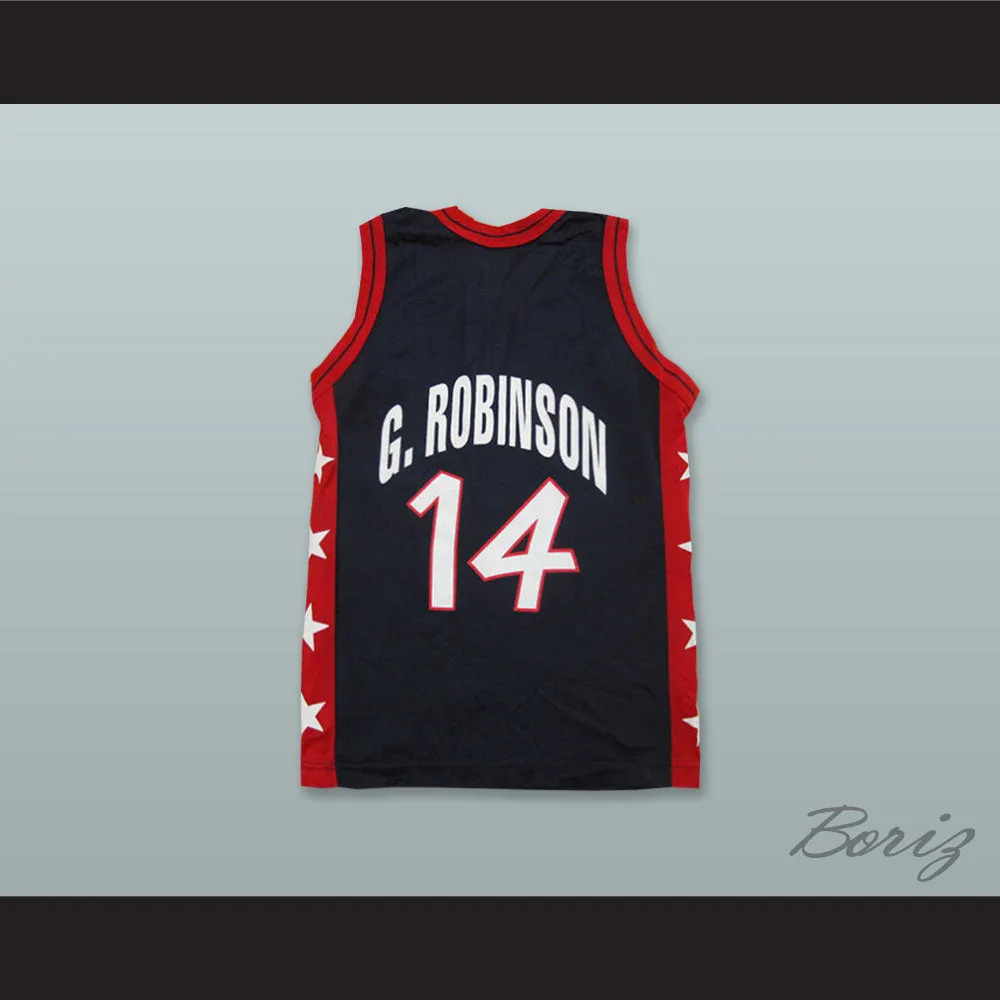 Glenn Robinson 14 USA Navy Blue Basketball Jersey