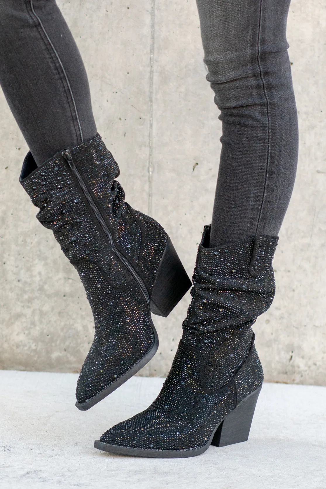 Glitterati Kady Slouch Boots - Black
