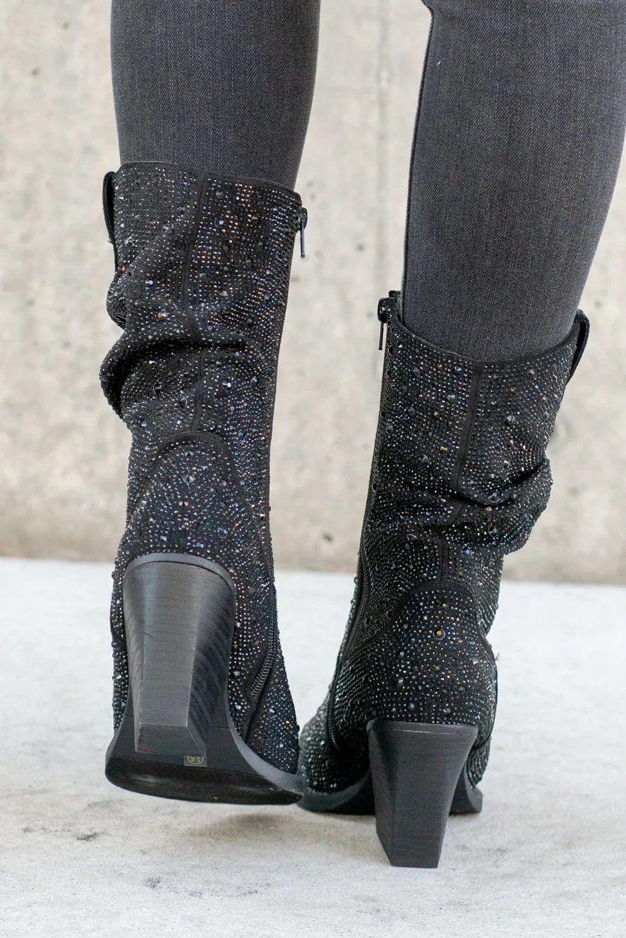 Glitterati Kady Slouch Boots - Black