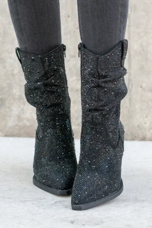 Glitterati Kady Slouch Boots - Black