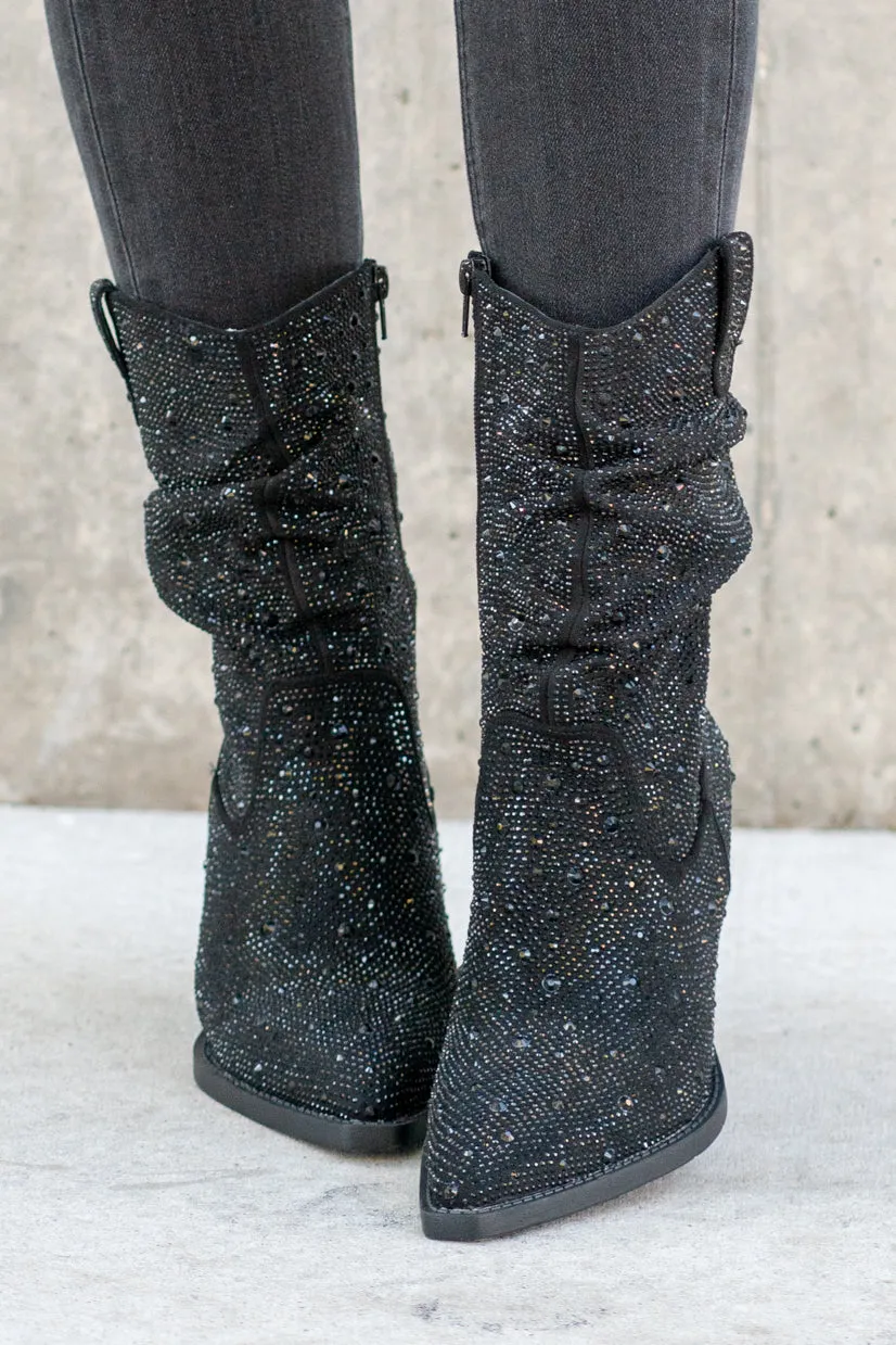 Glitterati Kady Slouch Boots - Black