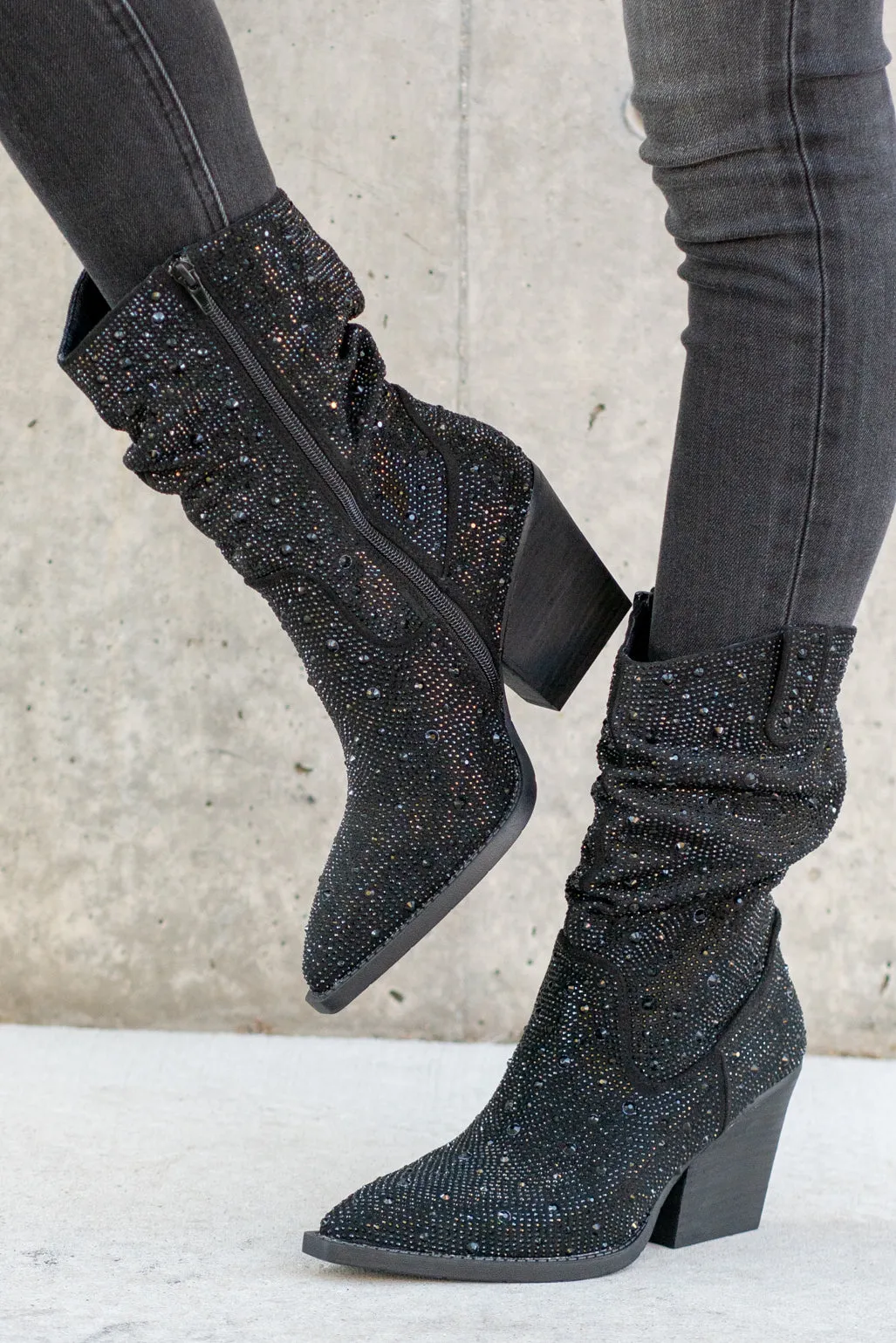 Glitterati Kady Slouch Boots - Black
