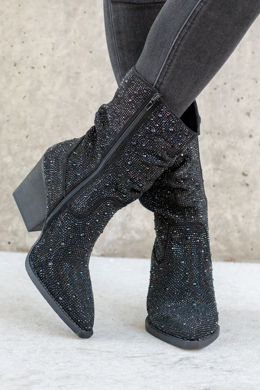 Glitterati Kady Slouch Boots - Black