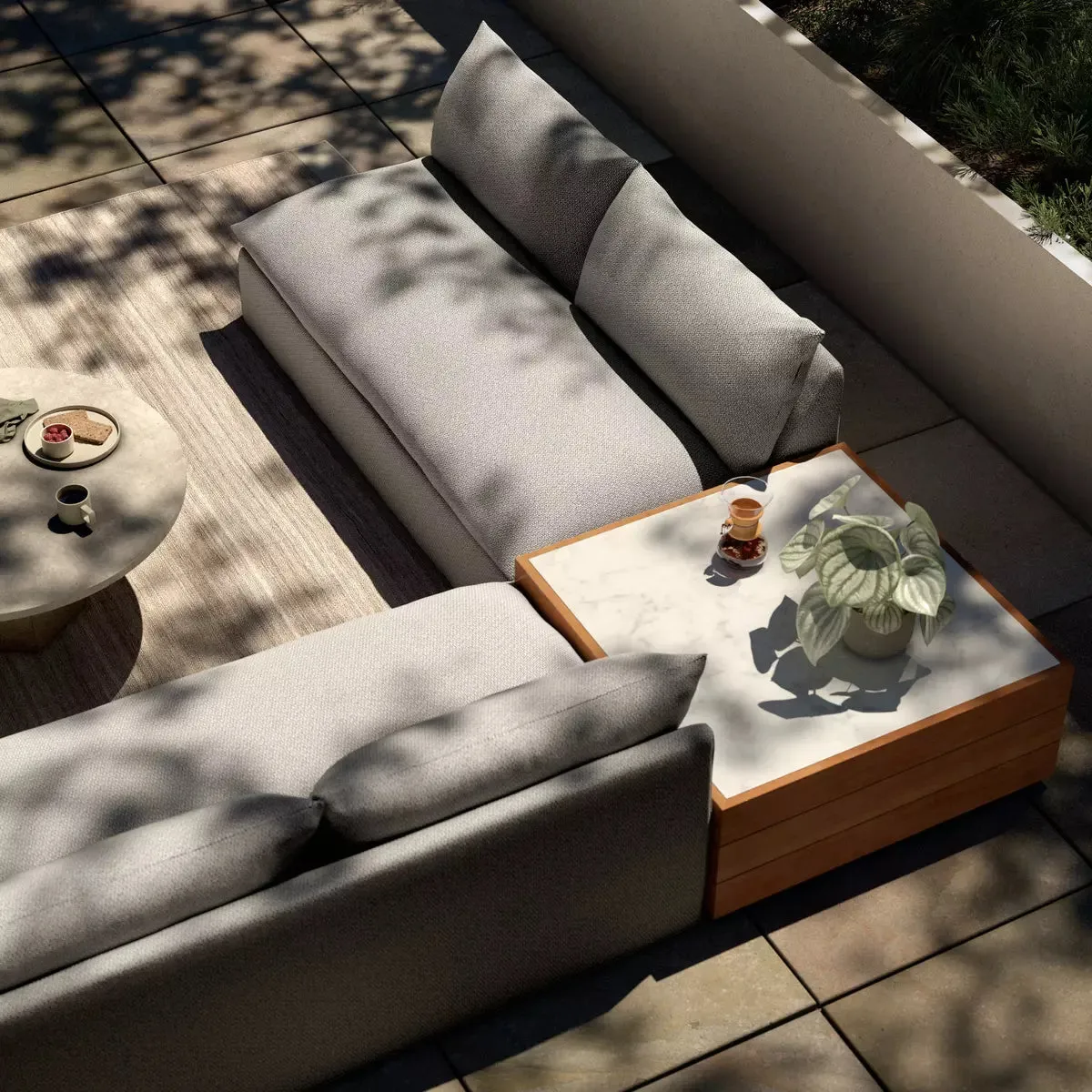 Grant Outdoor 2-Pc Sectional with Coffee Table - Faye Ash