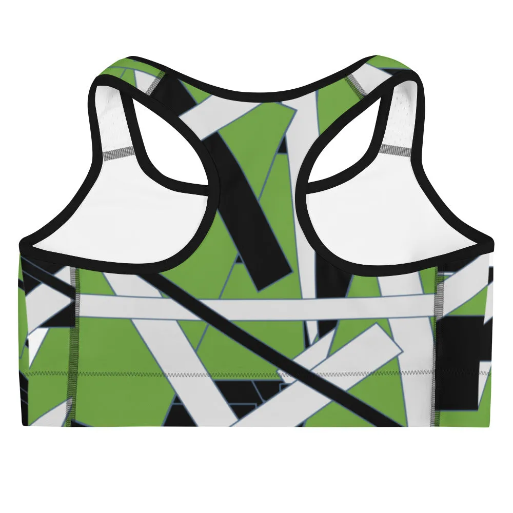Green Geometric Sports bra
