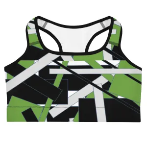 Green Geometric Sports bra