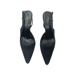Gucci Black Denim Dog Tag Heels
