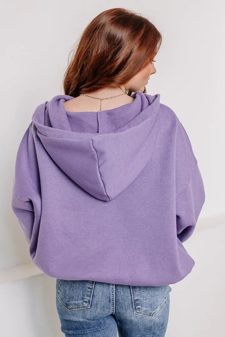 Half Zip Fleece Lined Hoodie | Periwinkle