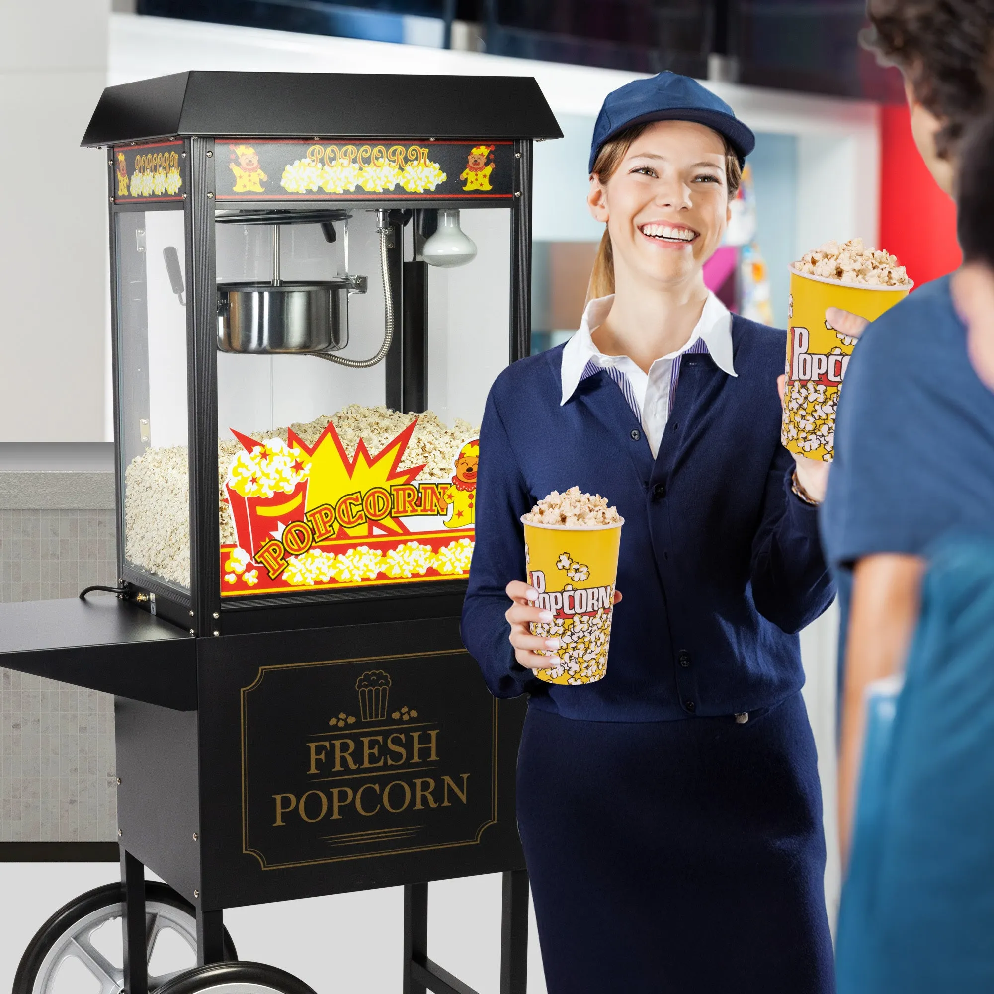 Haxro Popcorn Cart 8oz- Black for (Hx8380)