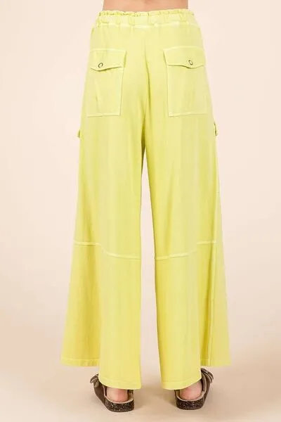 Hazel Blues® |  Mittoshop French Terry Cargo Wide Leg Pants