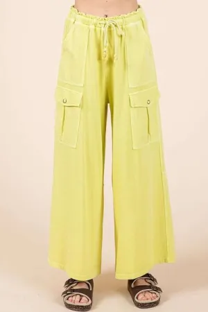 Hazel Blues® |  Mittoshop French Terry Cargo Wide Leg Pants