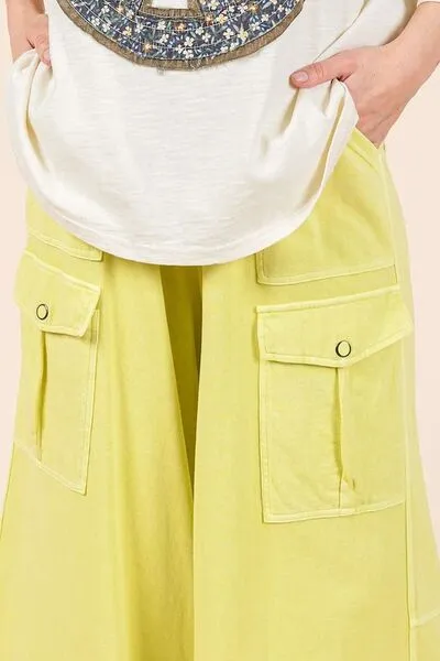 Hazel Blues® |  Mittoshop French Terry Cargo Wide Leg Pants