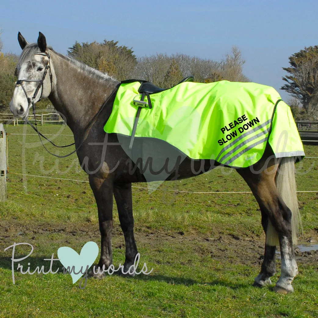 High Visibility Hi Vis Equestrian Horse Reflective 3/4 Length Cutaway Ride-On Rug - In Training