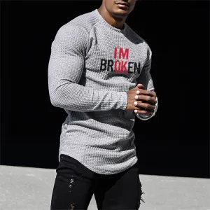 I'M OK WAFFLE RAGLAN GRAPHIC SWEATSHIRT