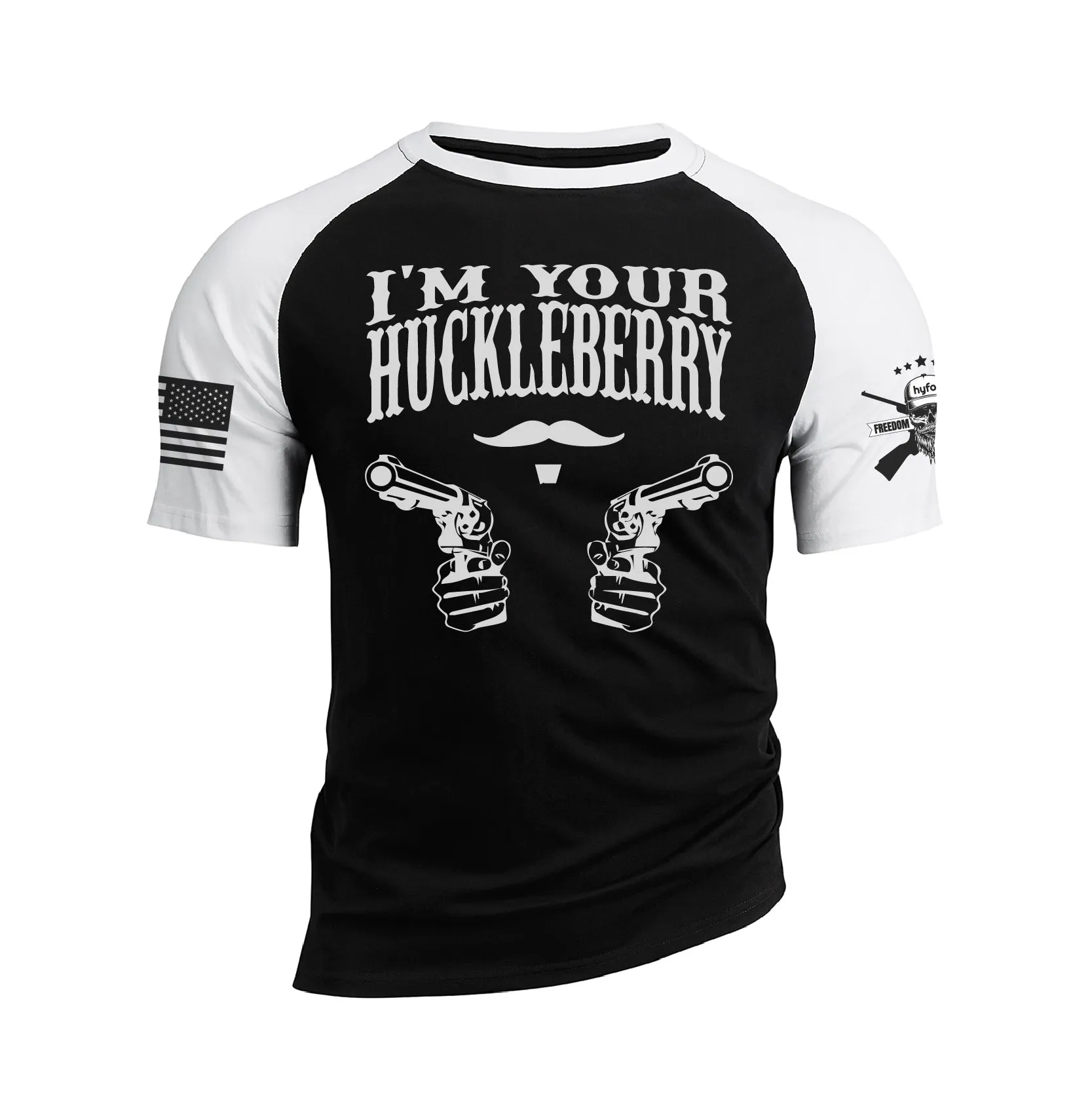 I'M YOUR HUCKLEBERRY 100% COTTON RAGLAN GRAPHIC TEE