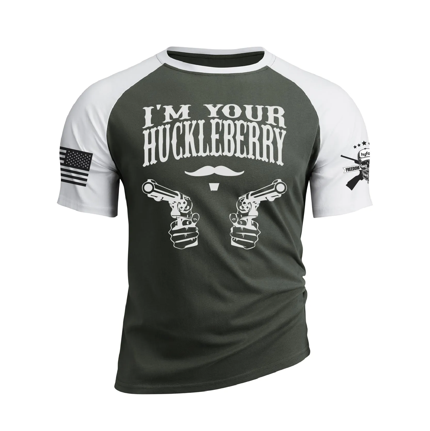 I'M YOUR HUCKLEBERRY 100% COTTON RAGLAN GRAPHIC TEE