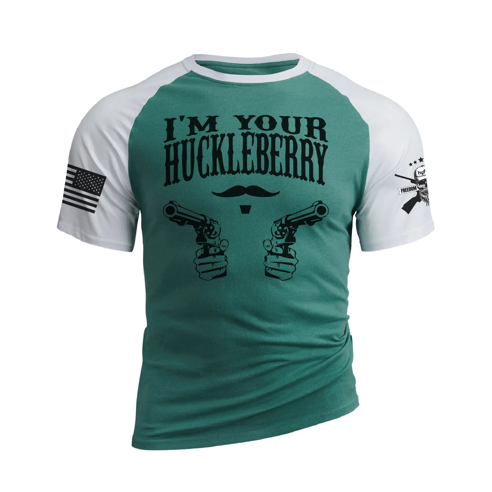 I'M YOUR HUCKLEBERRY 100% COTTON RAGLAN GRAPHIC TEE