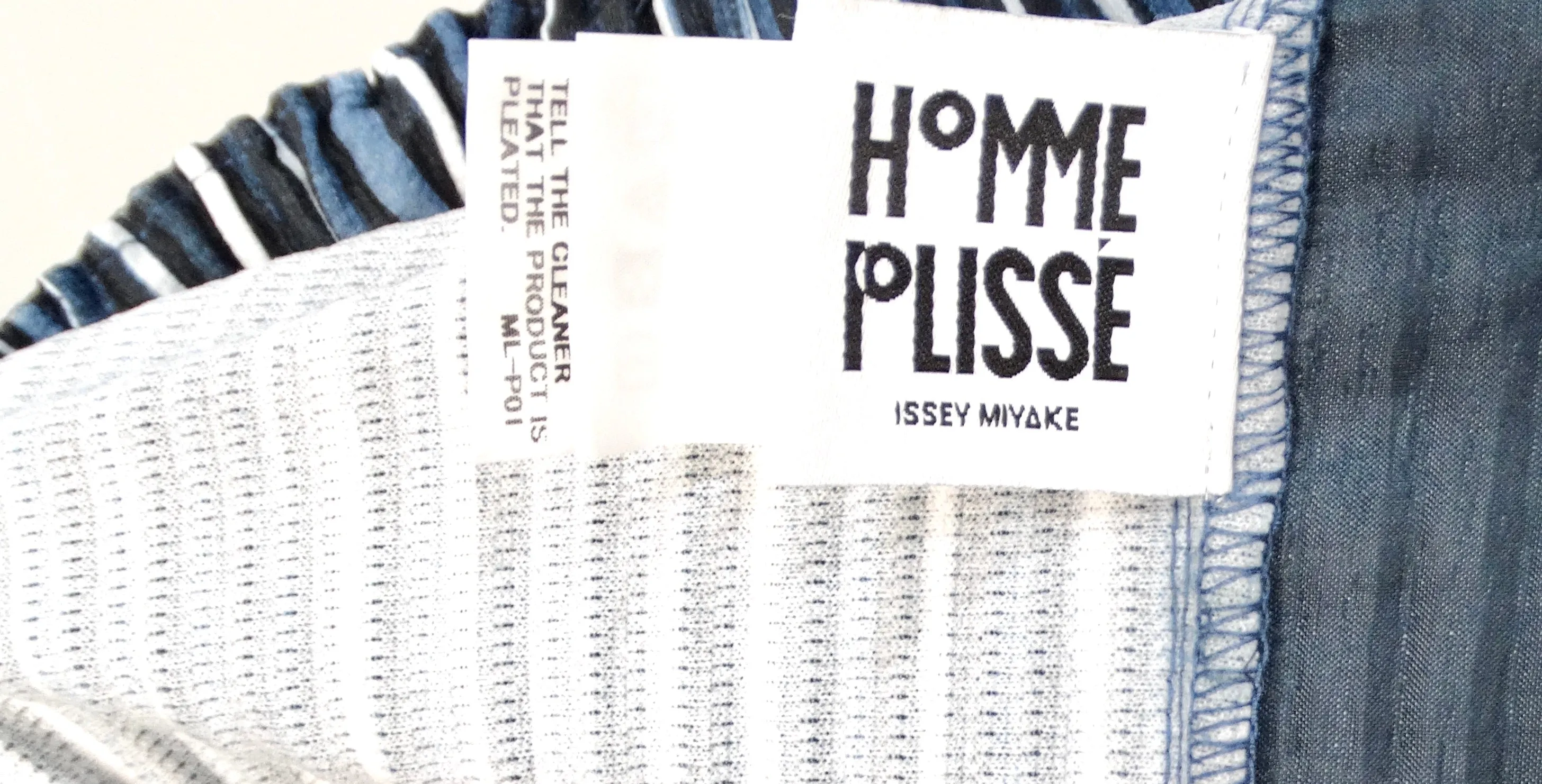 Issey Miyake 1980s Homme Plisse Navy Striped Wide-Leg Pants