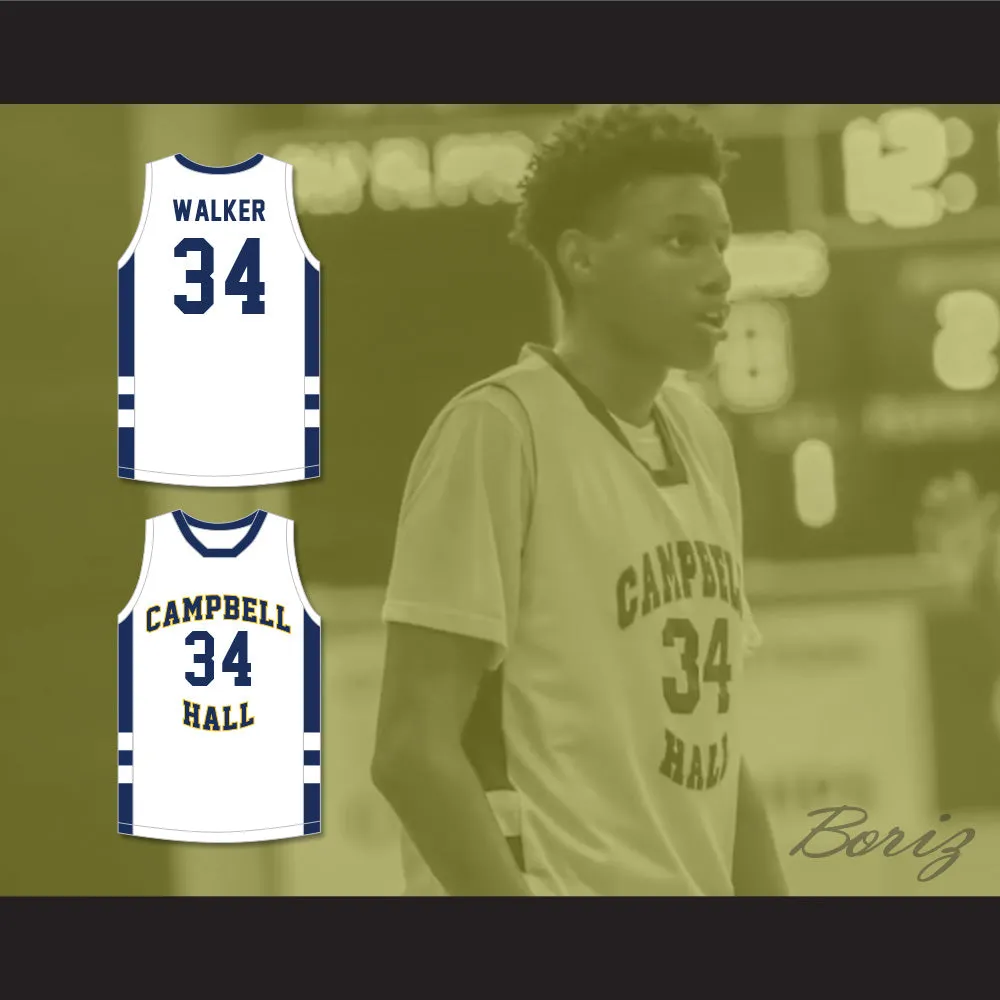 Jabari Walker 34 Campbell Hall School Vikings White Basketball Jersey 2