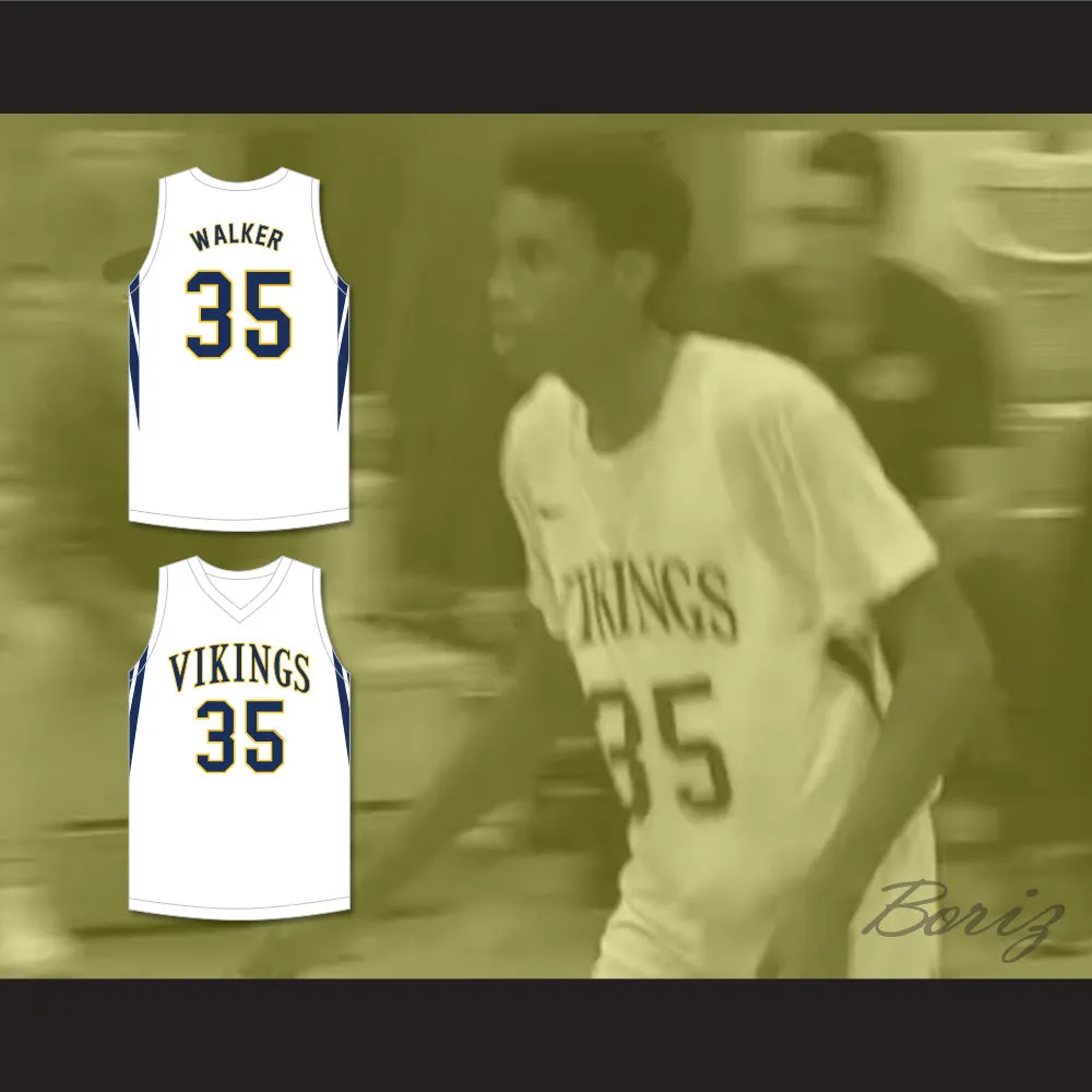 Jabari Walker 34 Campbell Hall School Vikings White Basketball Jersey 4