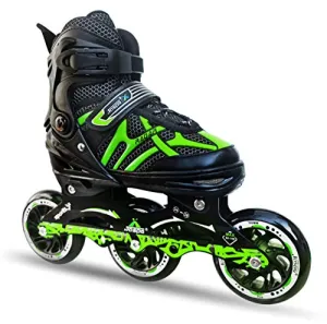 JASPO Radar Adjustable Inline Skates with 100 MM PU Wheel (Medium (35-38), Green)
