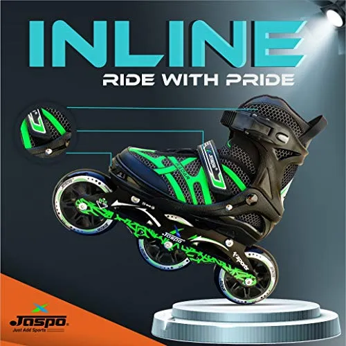 JASPO Radar Adjustable Inline Skates with 100 MM PU Wheel (Medium (35-38), Green)
